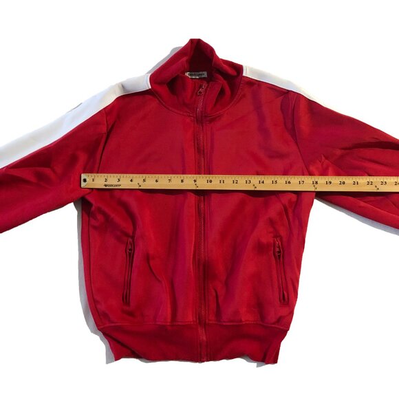 Theo & Spence Varsity Jacket Womens M Red/White Side Stripe Full Zip Long Sleeve - Picture 4 of 6